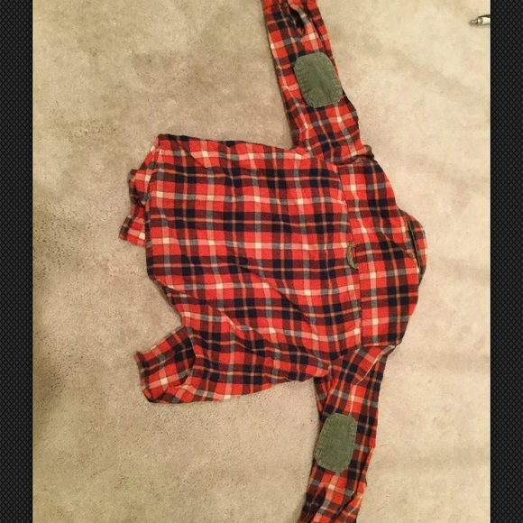 Genuine Kids Orange Blue Plaid Collar Shirt - Picture 2 of 3